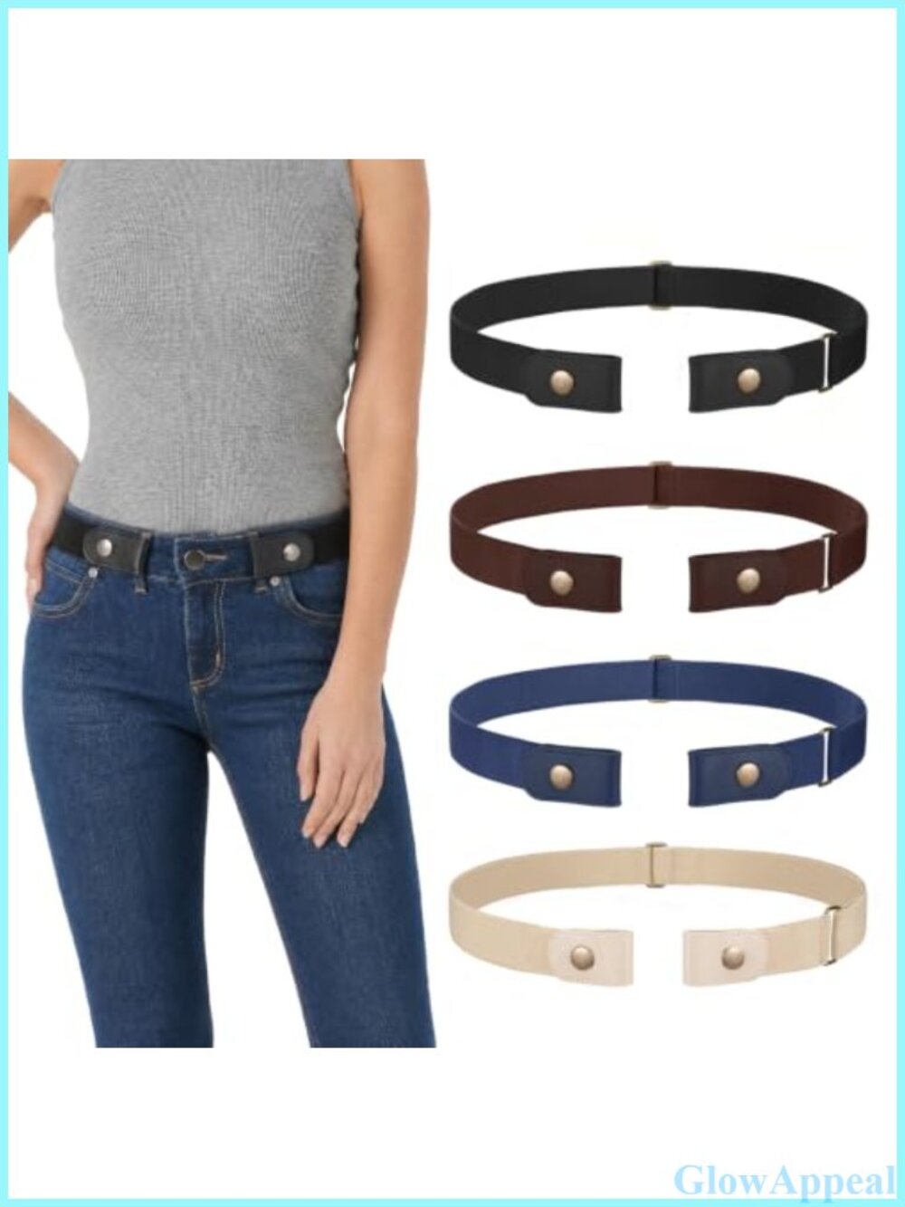 Buckle Free Adjustable Elastic Belt Set Invisible No Buckle for Jeans